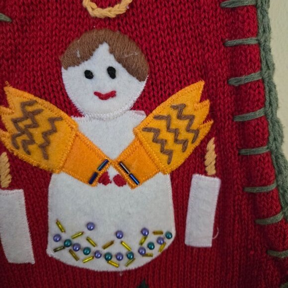 Vintage Embroidered Front Back Christmas Winter Y2K Sweater Vest Size XL - Picture 5 of 8